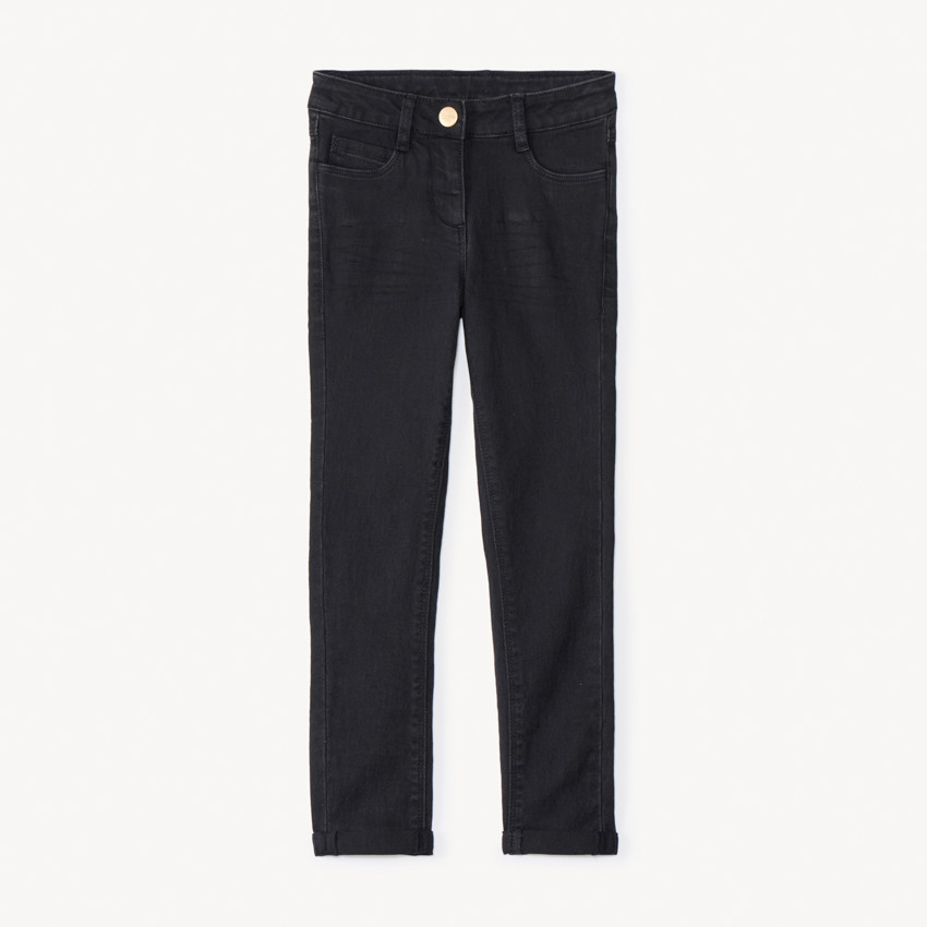 Jean skinny uni noir en denim pour fille  