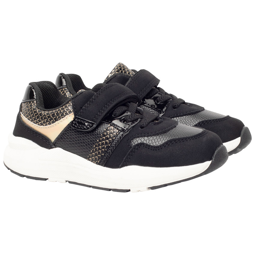 Baskets de sport avec empiècements dorés et serpent pour fille 