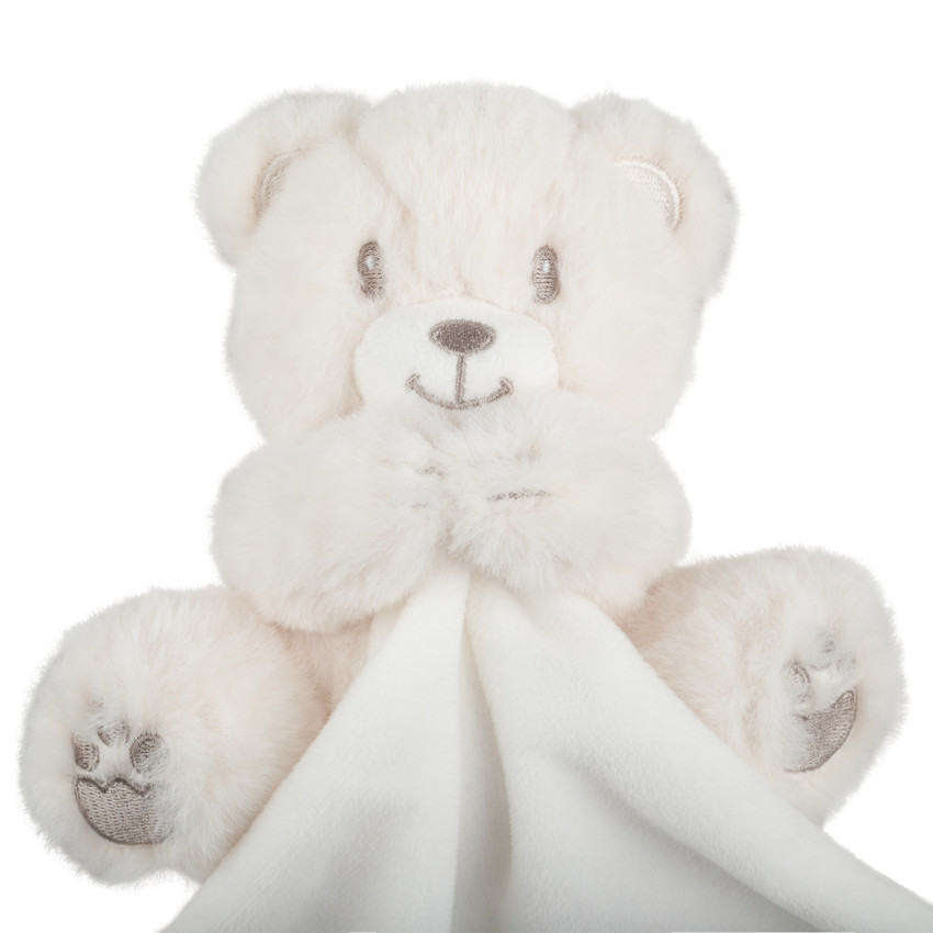 Doudou ourson à détails brodés argentés 