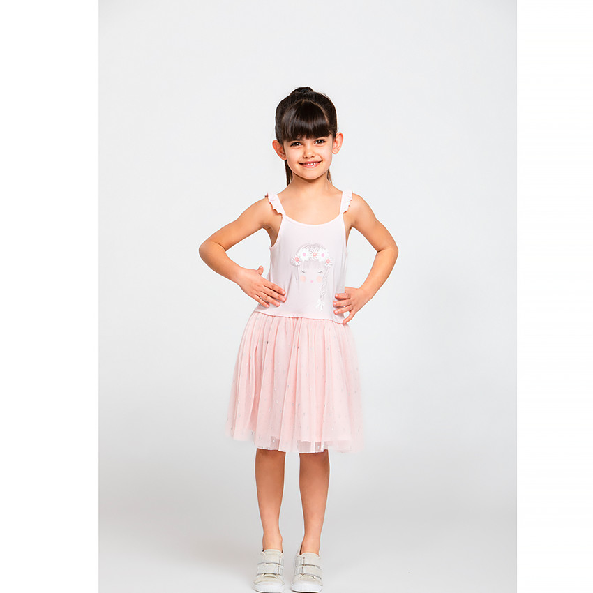 Robe à bretelles volantées en tulle pour fille 