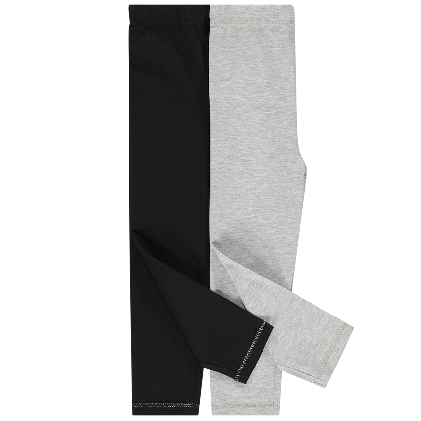 Lot de 2 leggings unis en coton pour bébé fille 
