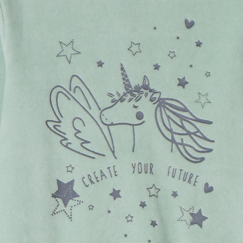 Set pyjama en velours printé uni pour fille 