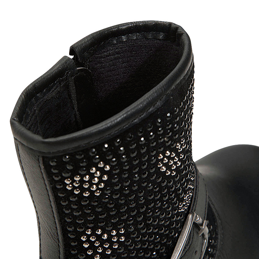 Bottes effet cuir avec strass et boucle fantaisie pour enfant fille 