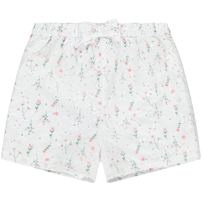 Short en broderie anglaise imprimé fleurs pour bébé fille 