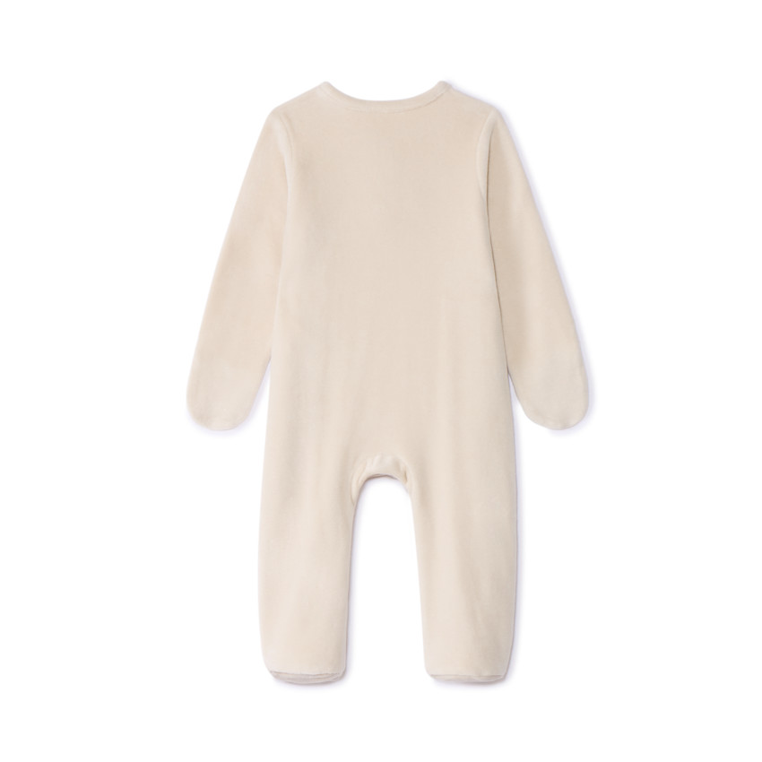 Dors-bien en velours uni brodé feuilles pour bébé 