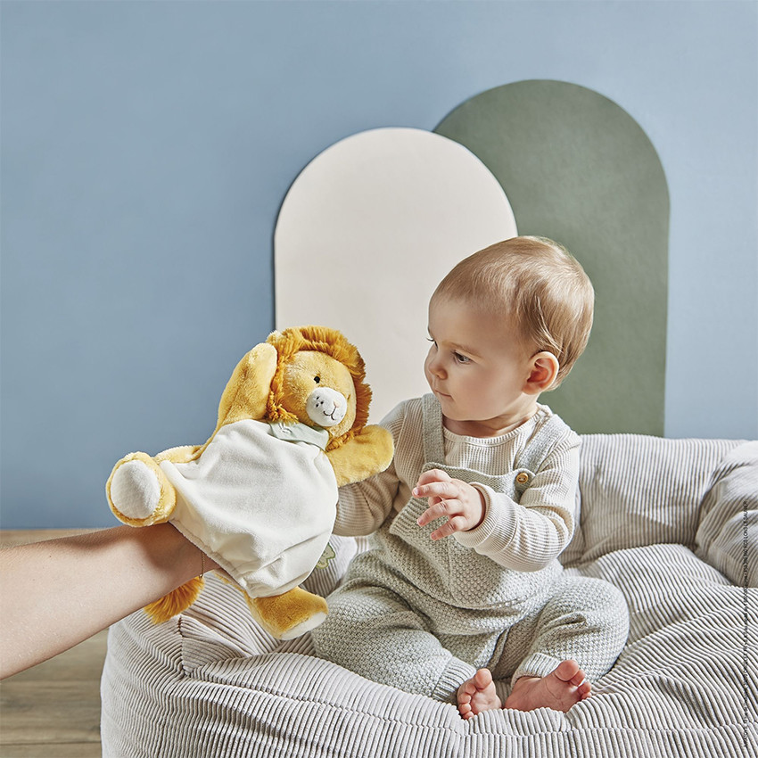 Peluche marionnette Nougat le lion 