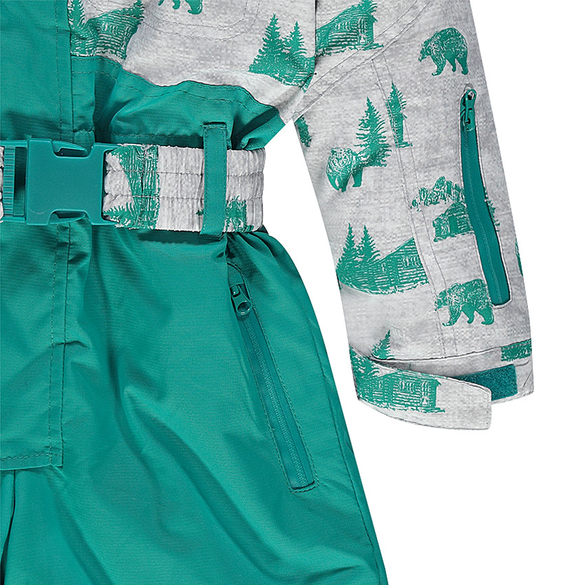 Combinaison de ski doublée micropolaire avec ceinture et capuche amovibles 