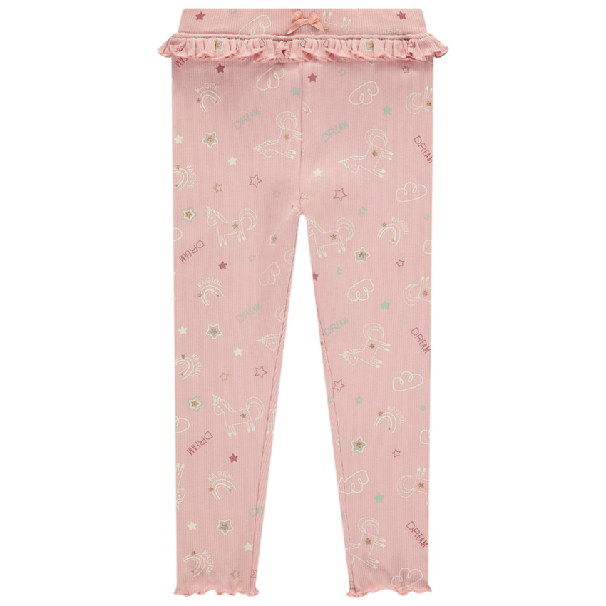 Lange geribbelde pyjama met fantasieprint voor meisjes 