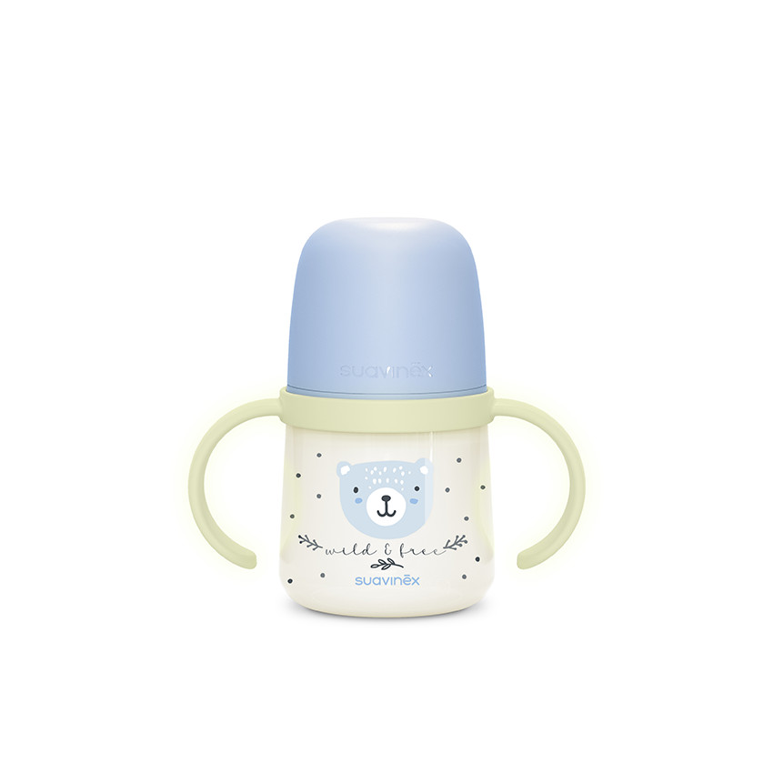 Biberon met handvatten 150 ml 6M+ Wild & Free Nacht en Dag Blauw 