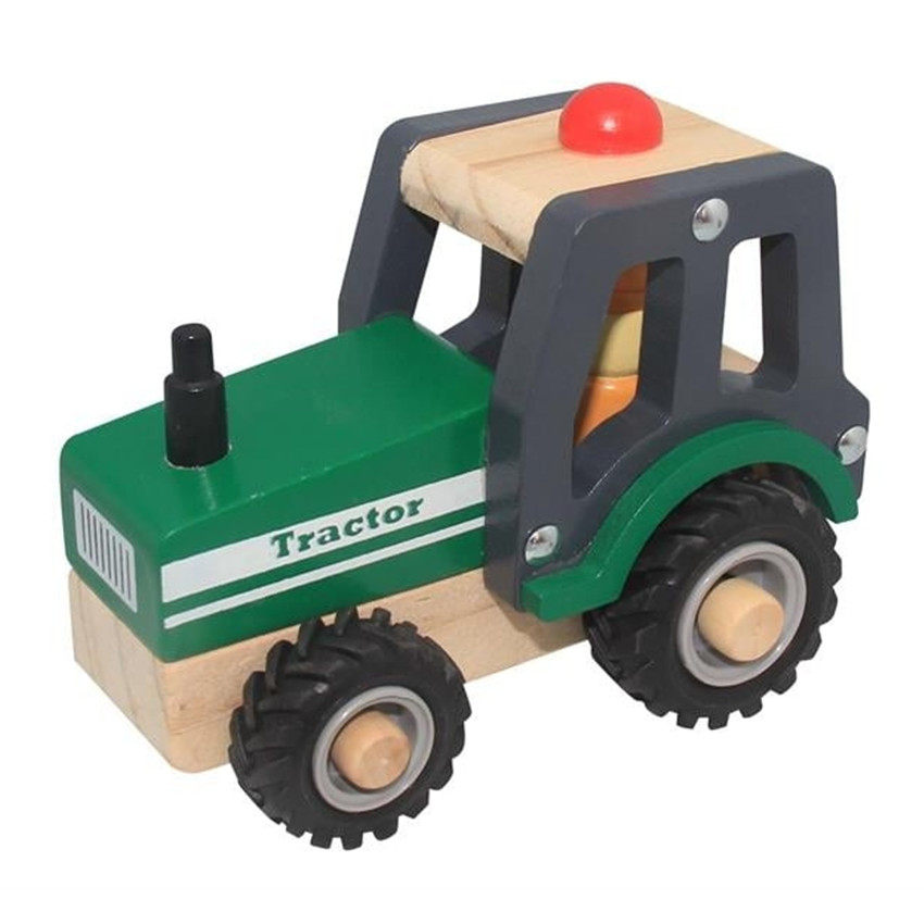 Houten tractor met rubberen wielen 12M+ 