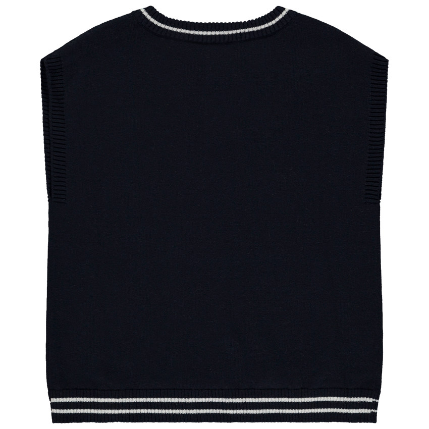 Pull sans manches à patchs bouclettes NY pour fille 