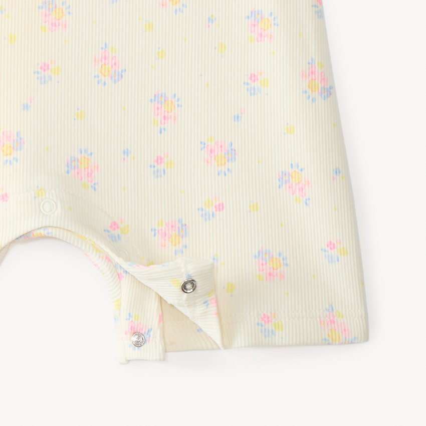 Combi-short en ribstof met bloemenprint voor meisjes. 