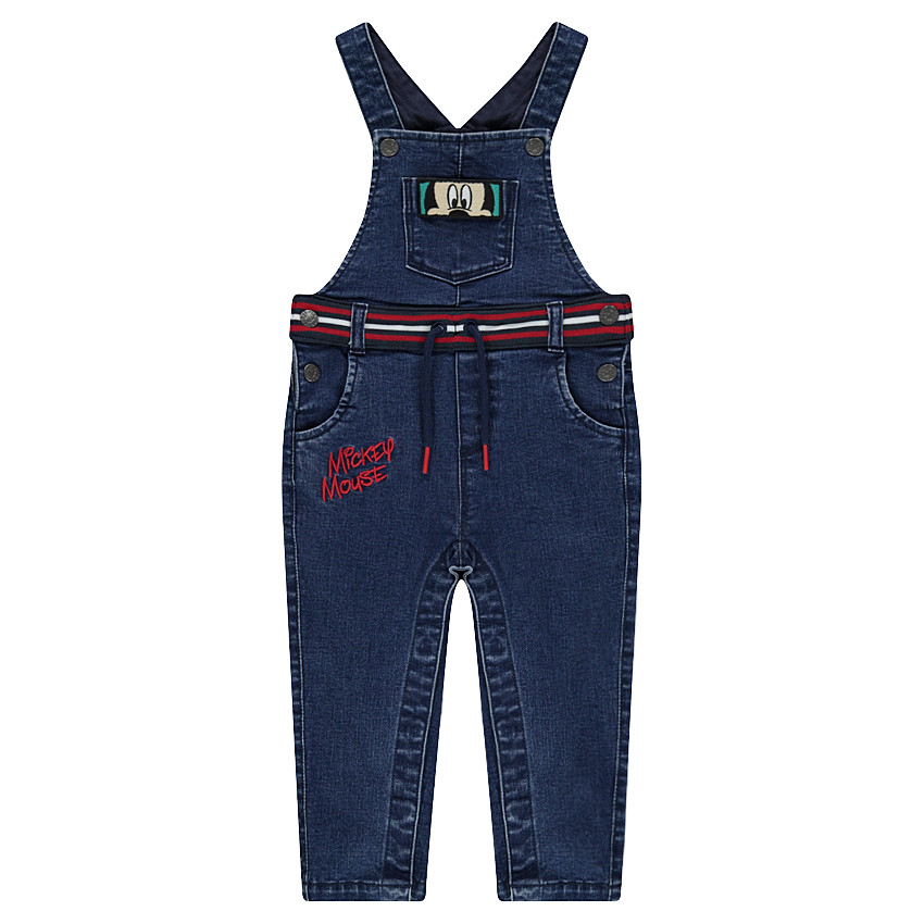 Salopette en jeans avec badges et broderies Disney Mickey 