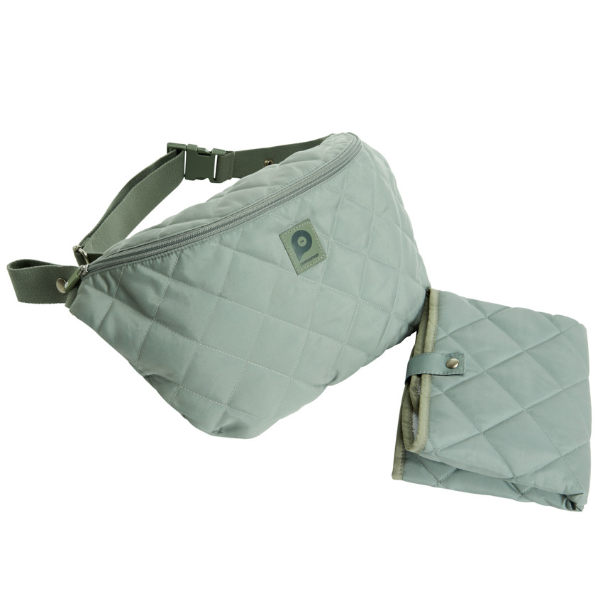 Sac banane à langer avec tapis matelassé Stockholm vert 