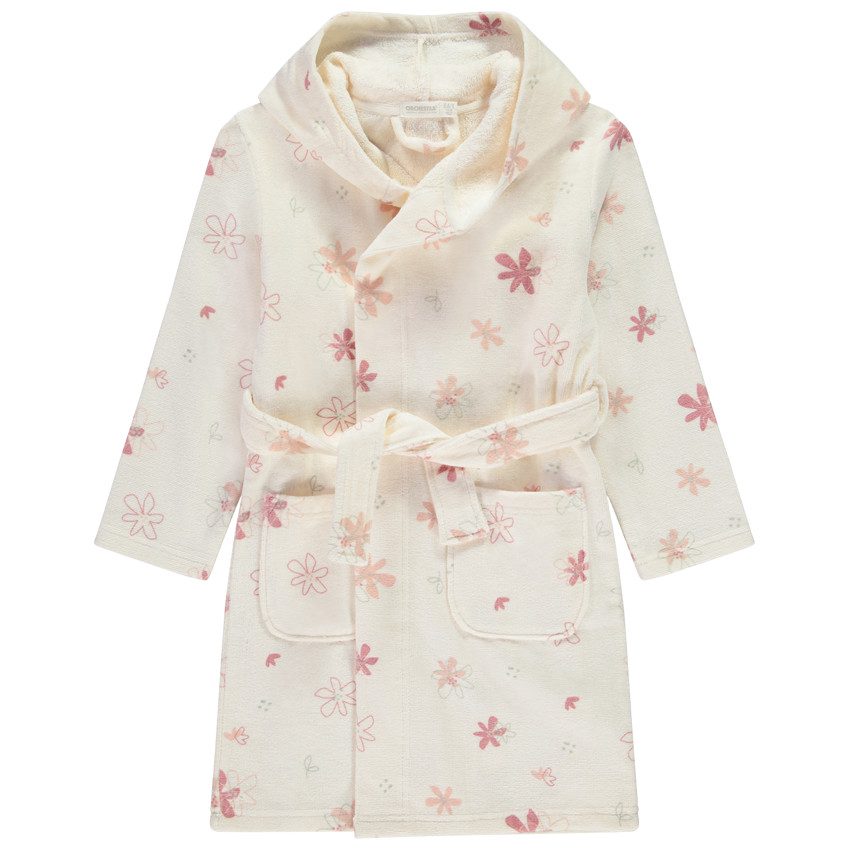 Badjas met capuchon en bloemenprint voor meisjes 