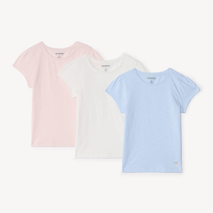 Lot de 3 t-shirts manches courtes print cœur pour fille 