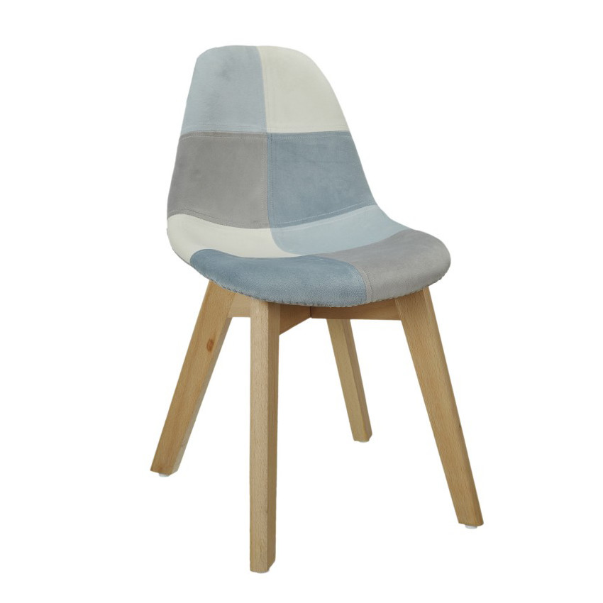 Chaise patchwork Leonie - Bleu 