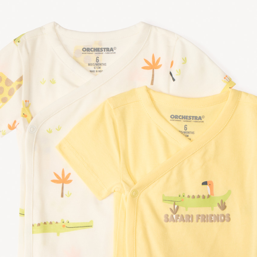 Set van 5 baby jongens rompers met fantasie safari-motieven (verschillende sluitingen afhankelijk van de leeftijd) 