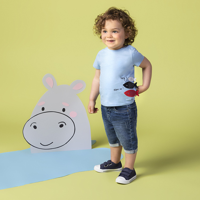 Bermuda in jeans met used effect voor baby jongen 