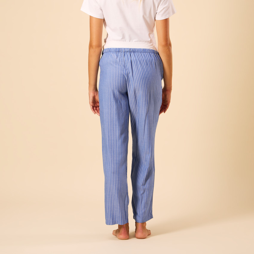 Zwangere gestreepte pyjamabroek met hoge hoofdband 