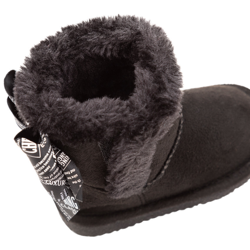Demi-bottes fourrées avec noeuds au dos pour enfant fille 