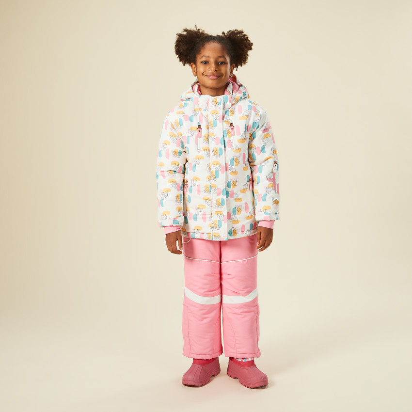 Blouson de ski à capuche amovible et imprimé graphique pour fille 