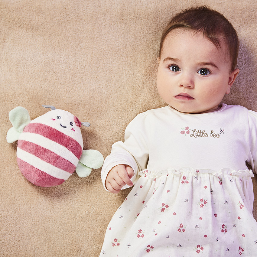 Robe bi-matière effet 2 en 1 imprimé fleuri pour bébé fille 